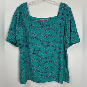 NEW Lilly Pulitzer Green Heebee Zeebee Zebra Print Square Neck Small 1046